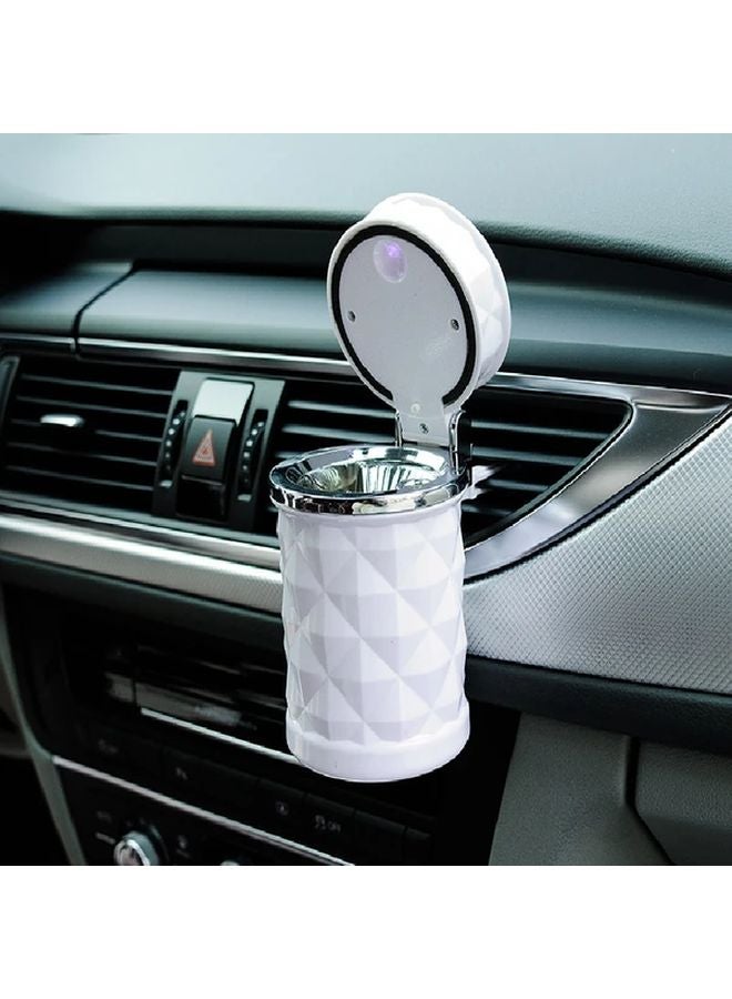 White Car Ashtray With LED Light Rhinestone Smokeless Smoke Cup Holder Storage Auto Accessories - Image 5